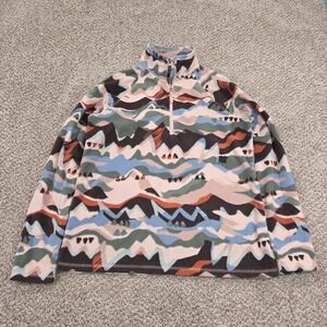 Eddie Bauer 1/4 zip Pullover Womans Fleece Camo Print Size PM Petite Medium